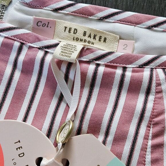NWT Ted Baker Coryn Layered Striped Ruffle Midi Skirt Pink Women Ted 2/ US 6 - Picture 5 of 11